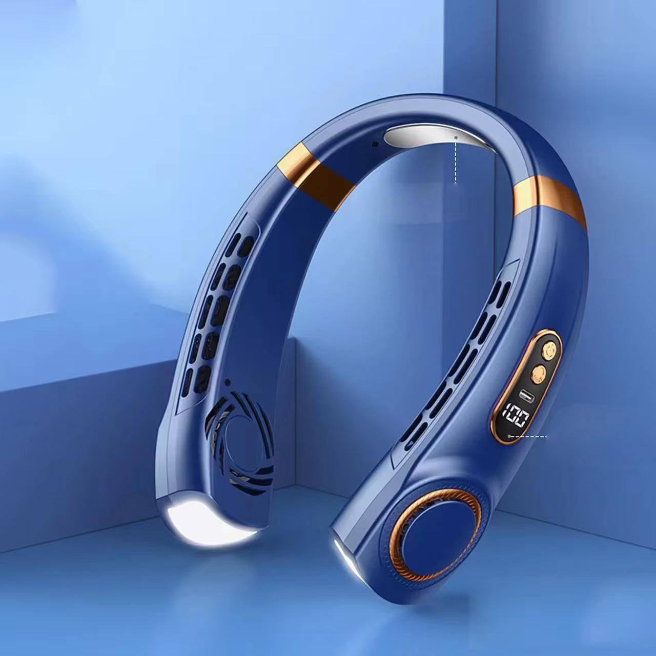 Portable Neck Fan,Hands Free Bladeless Fan with LED 4 Cooling Plate,Personal Fan 4000Mah Battery USB Rechargeable