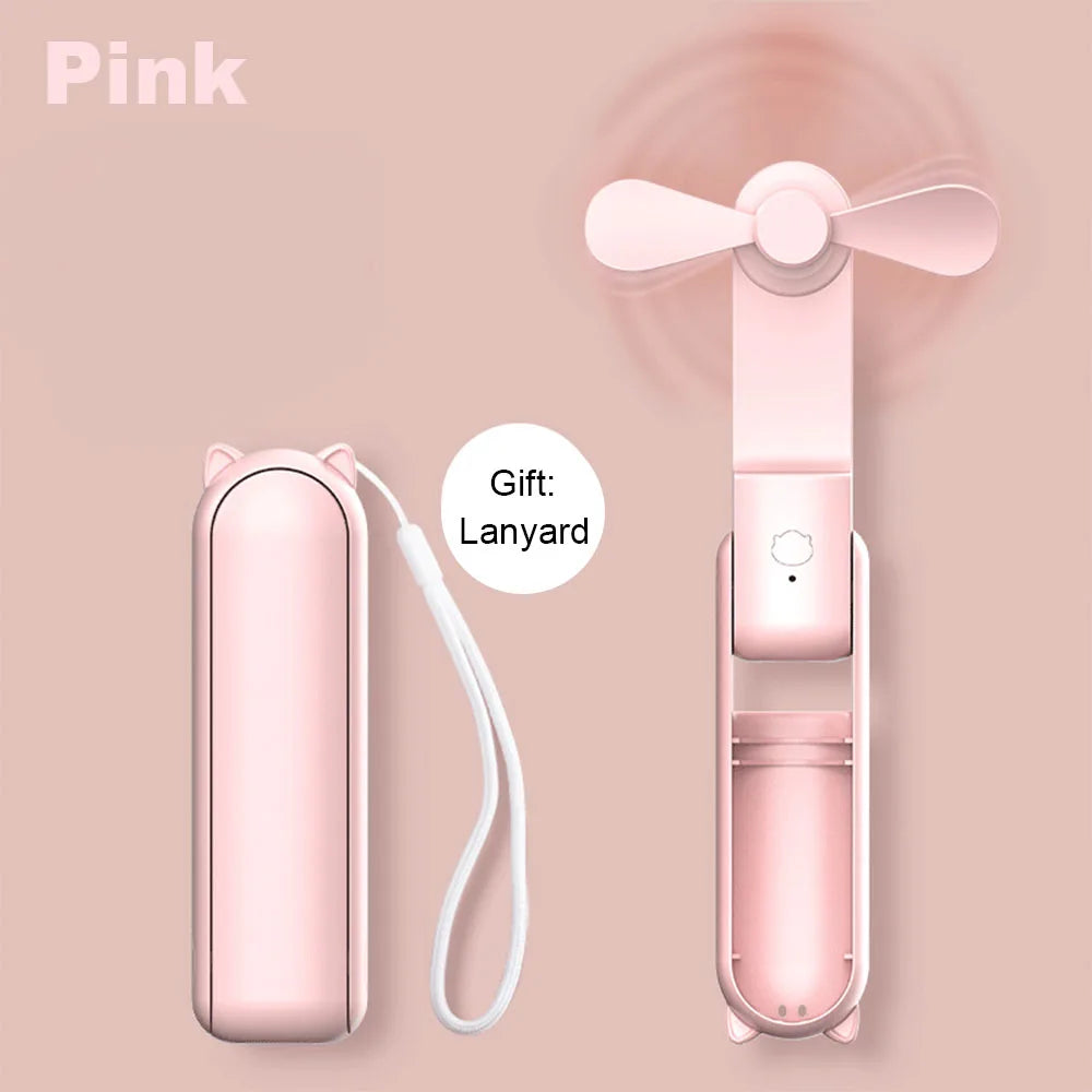 Mini Ventilador De Mano Con Power Bank 2.000Mah