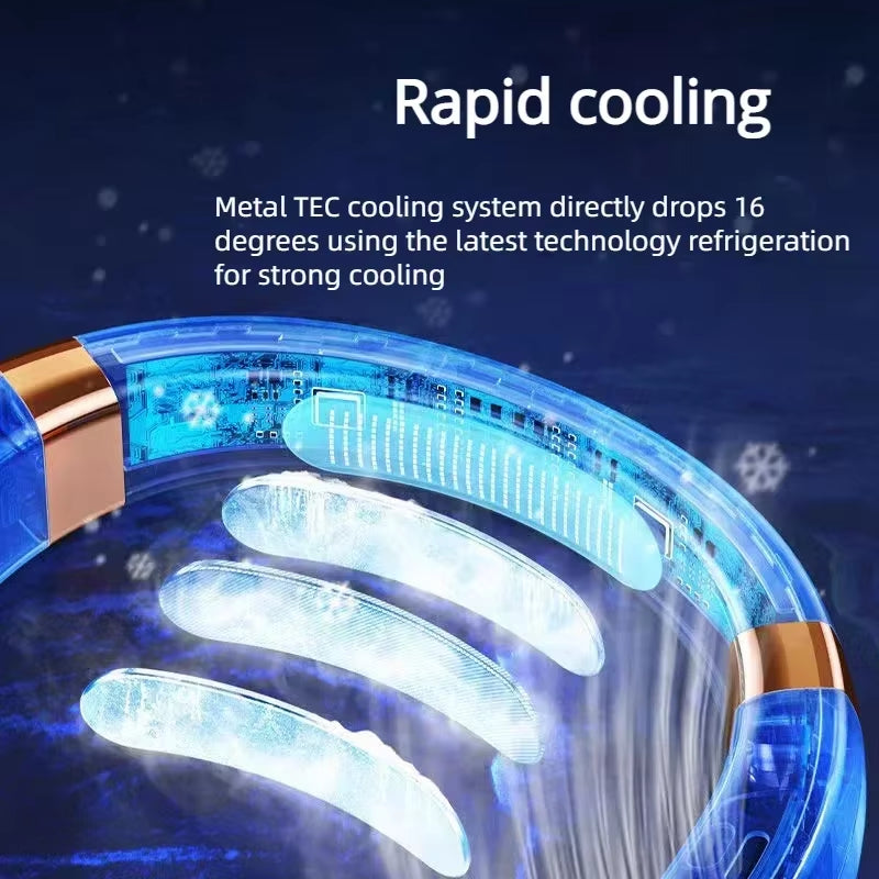 Portable Neck Fan,Hands Free Bladeless Fan with LED 4 Cooling Plate,Personal Fan 4000Mah Battery USB Rechargeable