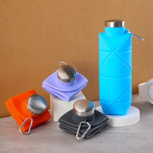 Botella De Agua Plegable De Silicona, Forma Diamante