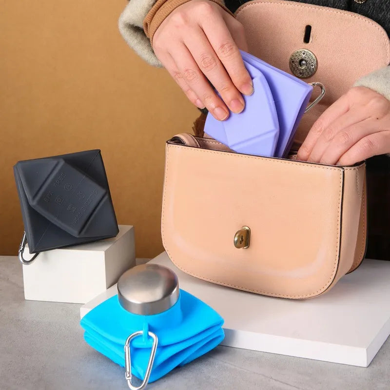 Botella De Agua Plegable De Silicona, Forma Diamante