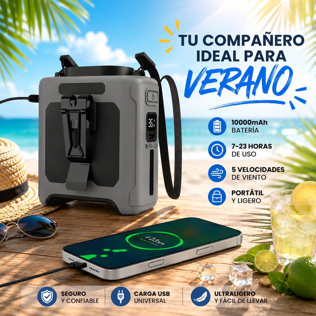 Ventilador De Cintura 20.000Mah, 5 Velocidades, Ligero, 40H Autonomía