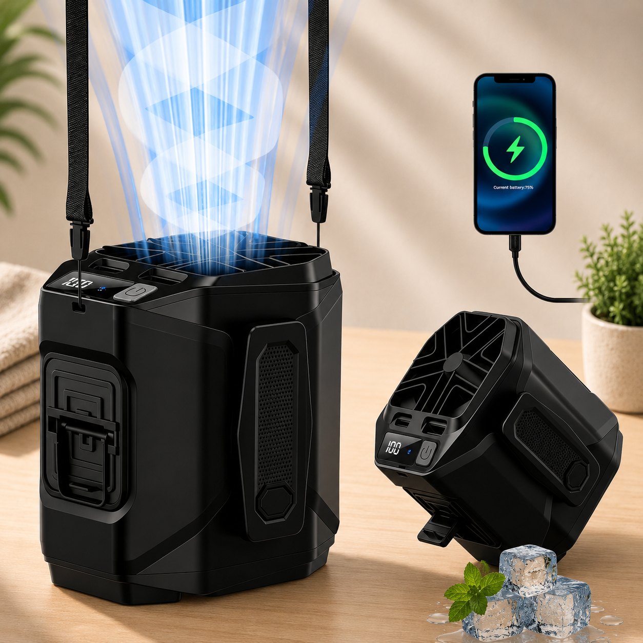 Ventilador De Cintura 20.000Mah, 5 Velocidades, Ligero, 40H Autonomía