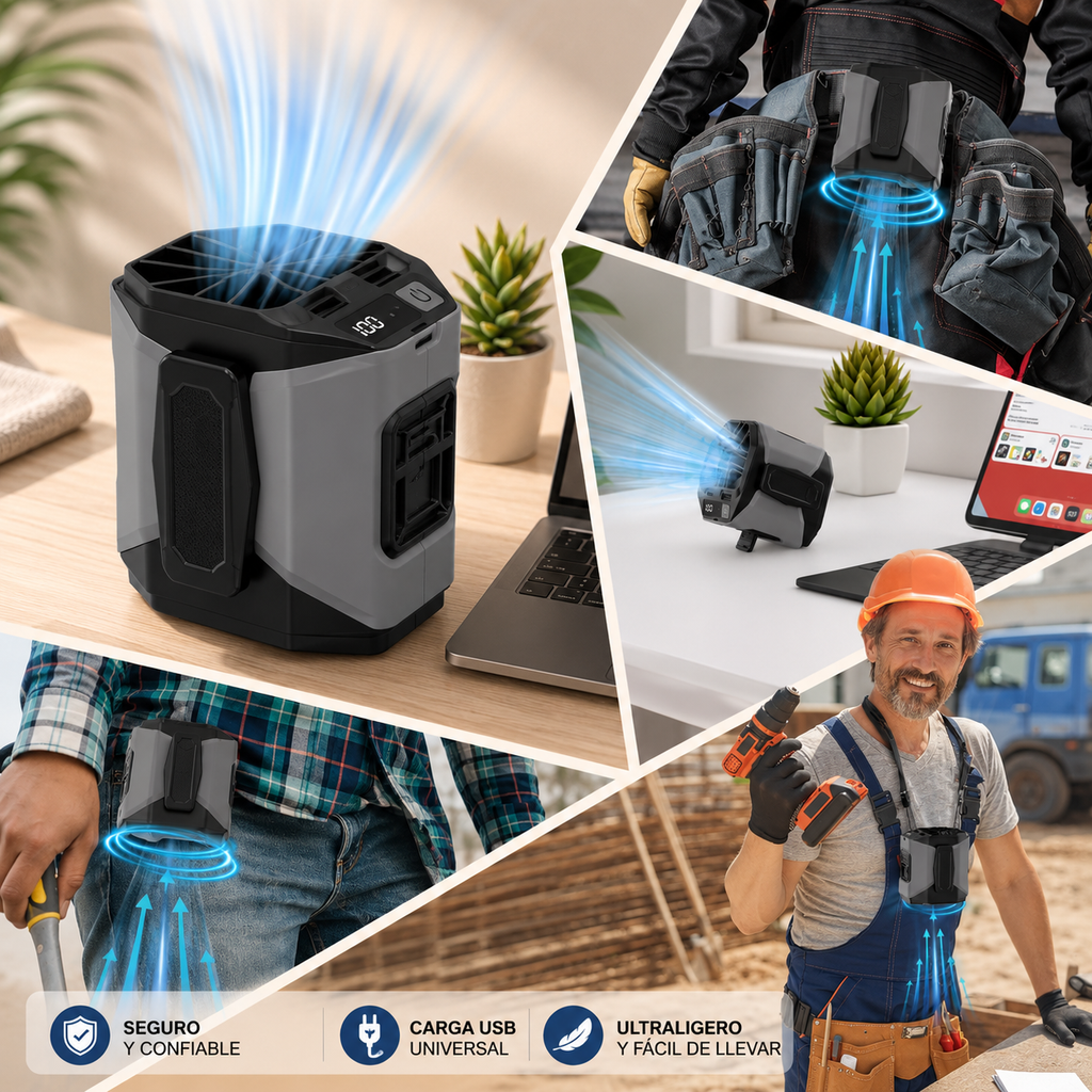 Ventilador De Cintura 20.000Mah, 5 Velocidades, Ligero, 40H Autonomía