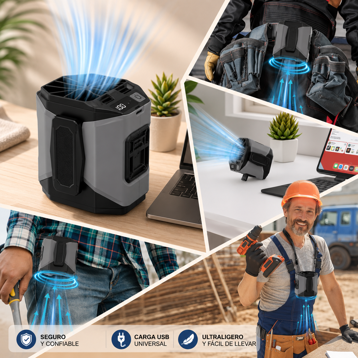 Ventilador De Cintura 20.000Mah, 5 Velocidades, Ligero, 40H Autonomía