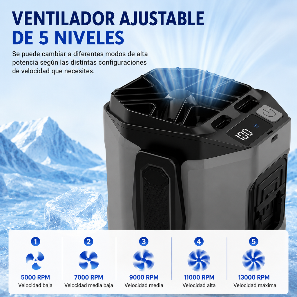 Ventilador De Cintura 20.000Mah, 5 Velocidades, Ligero, 40H Autonomía